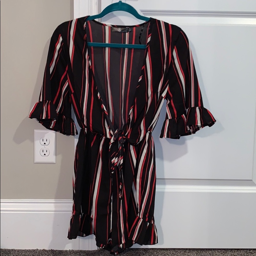 Missguided striped romper with tie